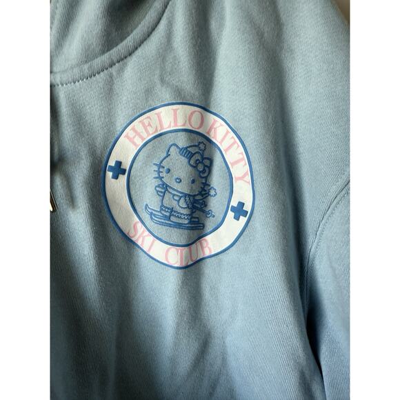 Hello Kitty Ski Club Women Hoodie 2xl Blue Graphic Print Y2K Ringstones String - Picture 5 of 9